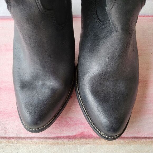 Bronx Black Leather Western Heeled Ankle Boots Women's‎ 39EU/8US - Picture 7 of 9
